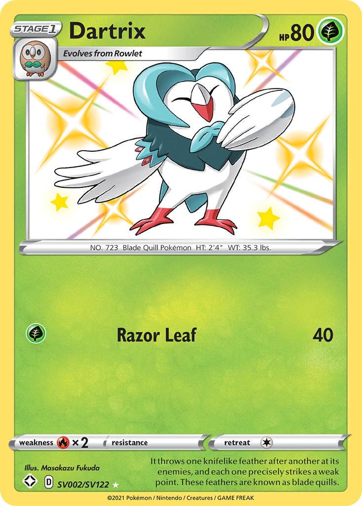 Shining Fates Dartrix Pokémon card